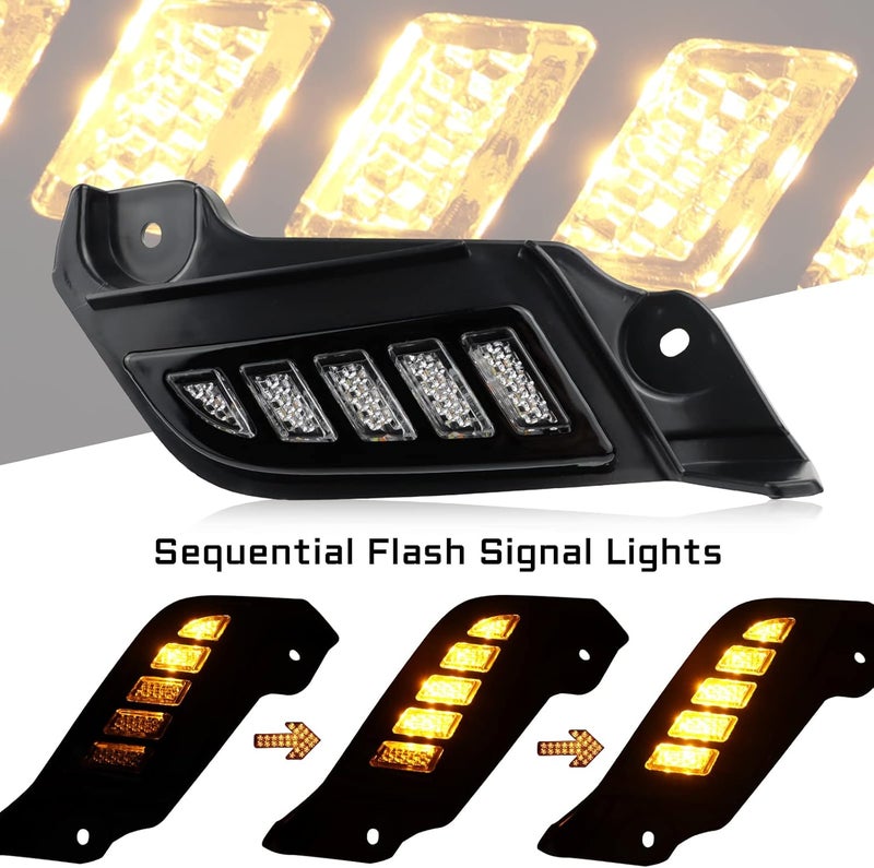 GEEGEETOP FulL LED DRL Lens Front Headlight Side Marker Bumper Light Assembly Compatible with 2012-2015 Tacoma,Switchback White&Amber Functions as Tail Light Turn Signal Light - Image 2